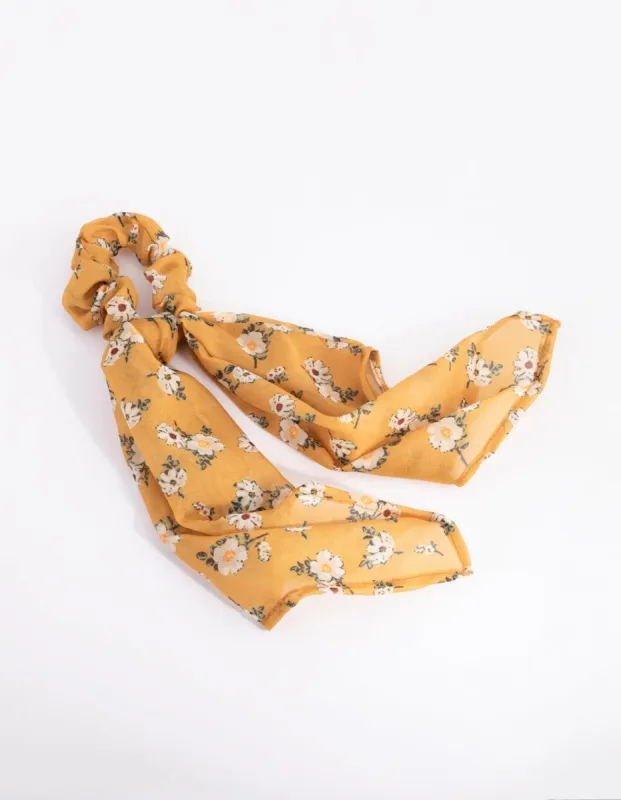 Mustard Print Scarf Scrunchie sold by lovisa