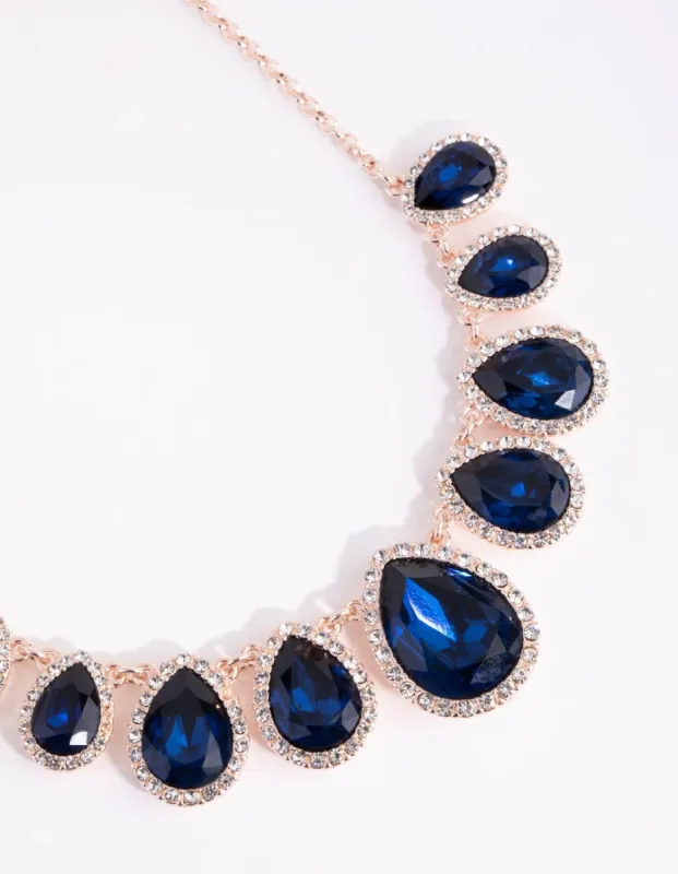 Rose Gold Classic Pear Halo Necklace sold by lovisa