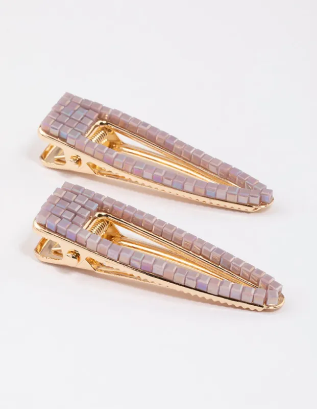 Gold Beaded Hair Clip Pack sold by lovisa