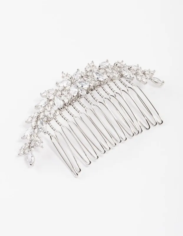 Rhodium Cubic Zirconia Floral Arch Hair Comb sold by lovisa