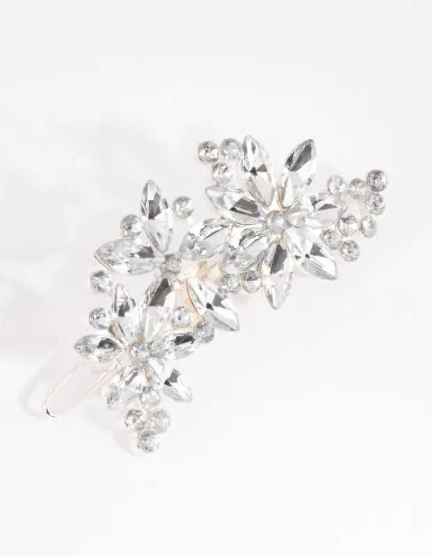 Silver Diamante Flower Clip sold by lovisa