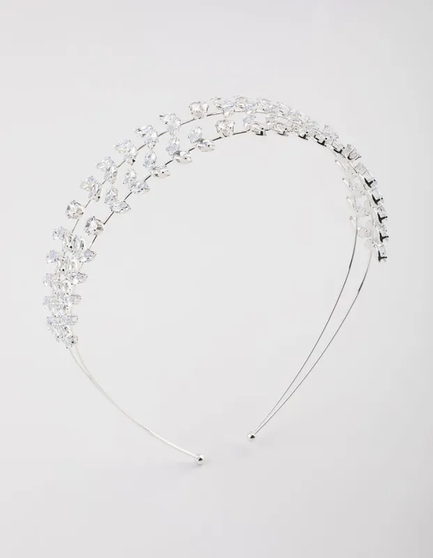 Silver Double Leaf Row Headband sold by lovisa