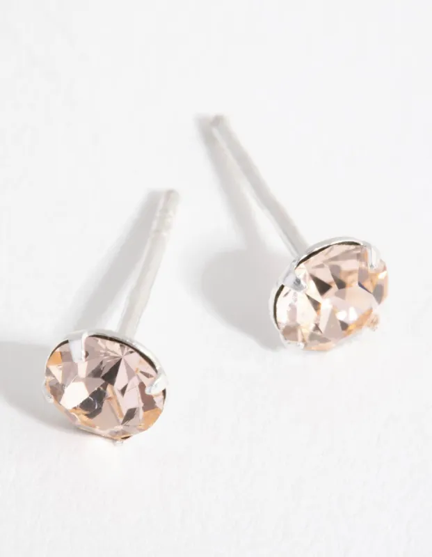 Sterling Silver Silk Diamond Simulant Stud Earrings sold by lovisa