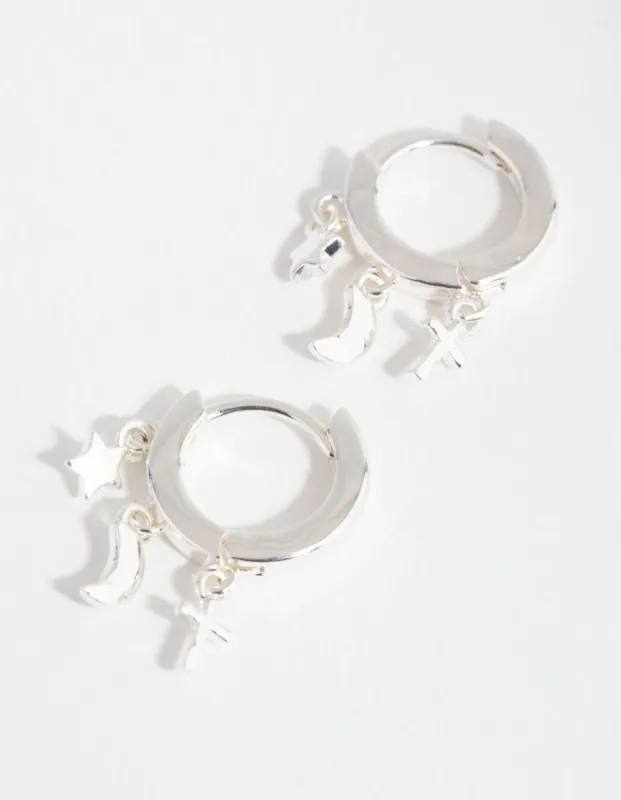 Silver Mini Charm Huggie Earrings sold by lovisa