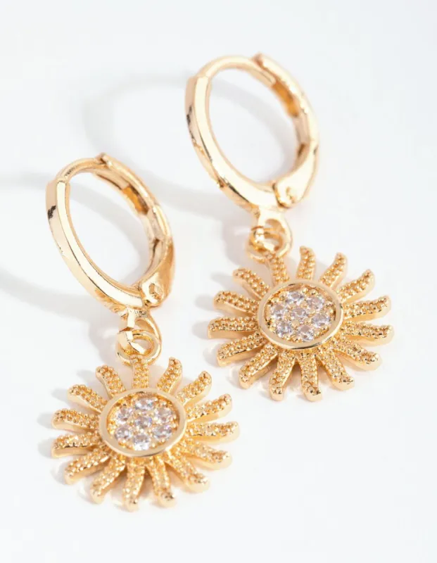 Gold Diamante Sun Huggie Earrings sold by lovisa