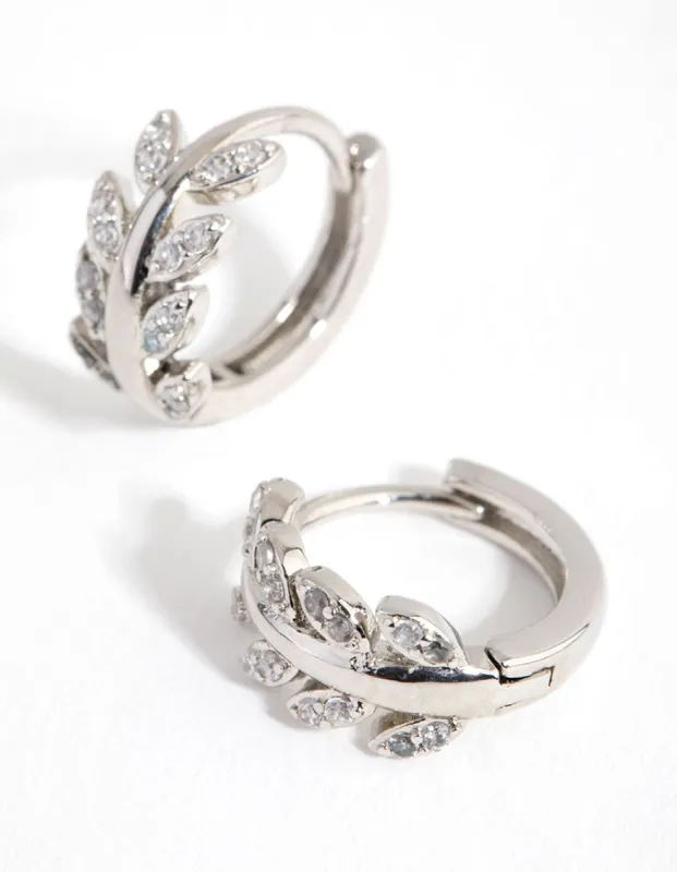 Rhodium Diamante Vine Huggie Earrings sold by lovisa