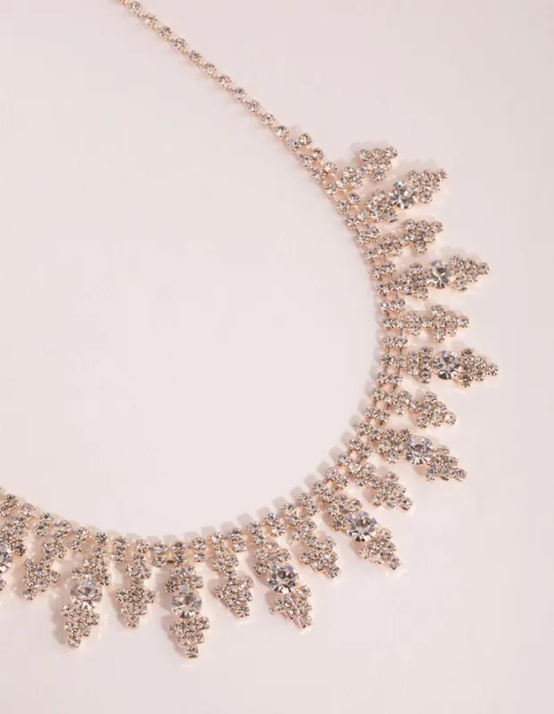 Rose Gold Diamante Cupchain Point Necklace sold by lovisa