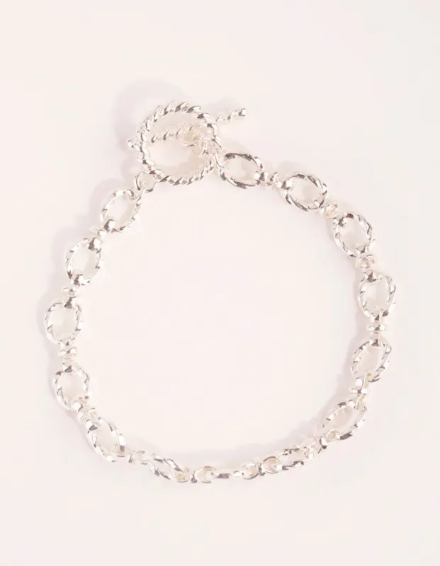 Silver Plated Swirl Chain Fob Bracelet sold by lovisa