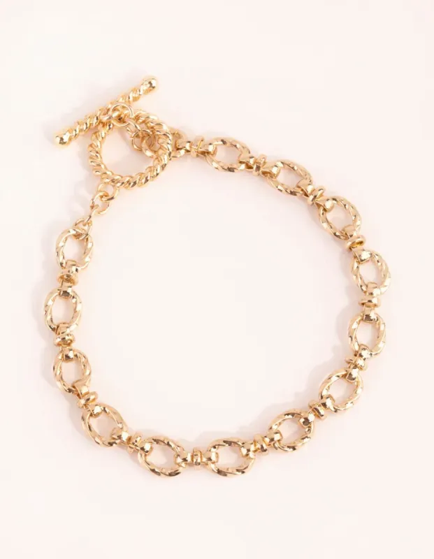 Gold Plated Swirl Chain Fob Bracelet sold by lovisa