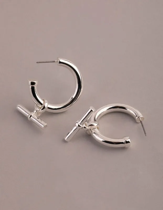Silver Plated Brass Fob Hoop Earrings sold by lovisa