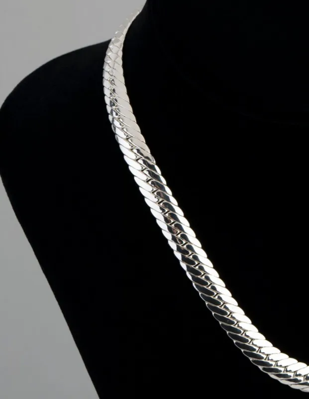 Silver Plated Brass Flat Curb Chain Necklace sold by lovisa