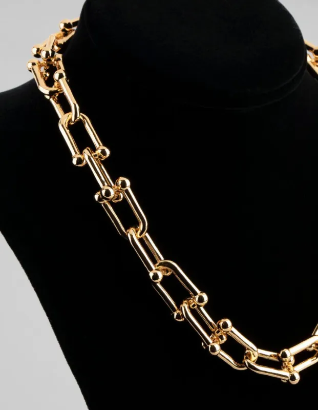 18ct Gold Plated Brass Industrial Link Necklace sold by lovisa