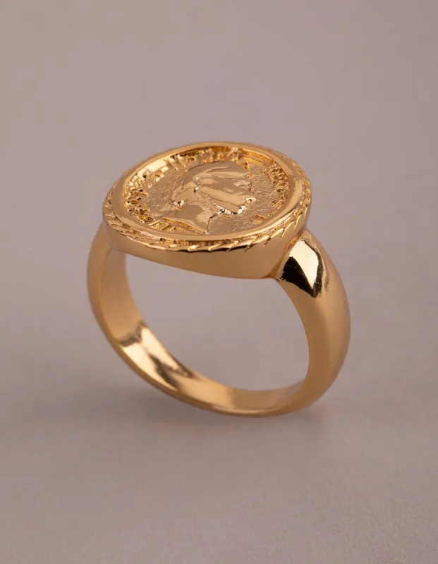 18ct Gold Plated Brass Coin Ring sold by lovisa