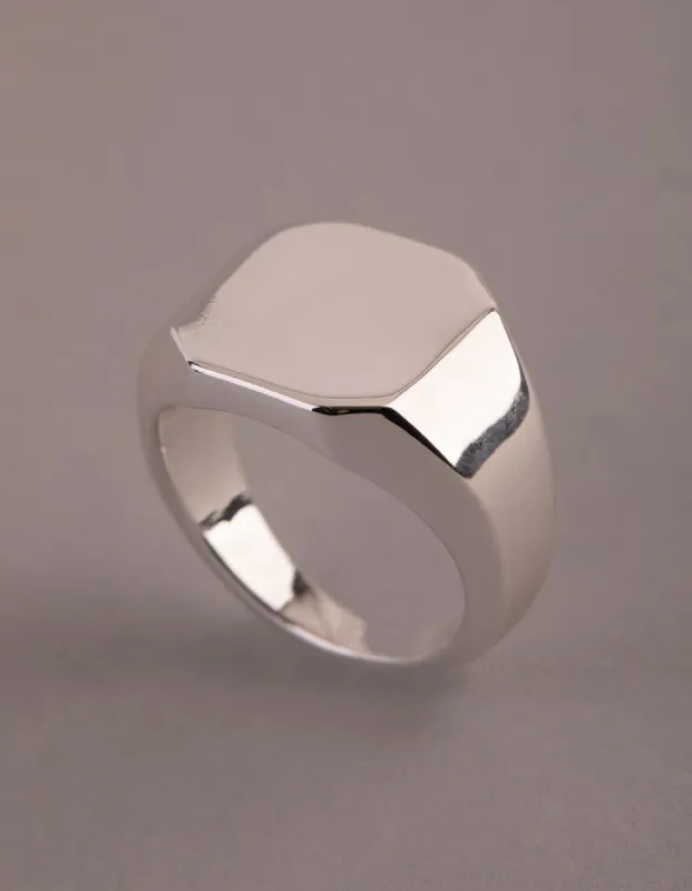 Silver Plated Brass Octagon Signet Pinky Ring sold by lovisa