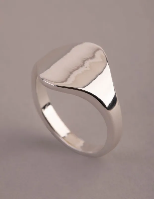 Silver Plated Brass Asymmetrical Signet Pinky Ring sold by lovisa