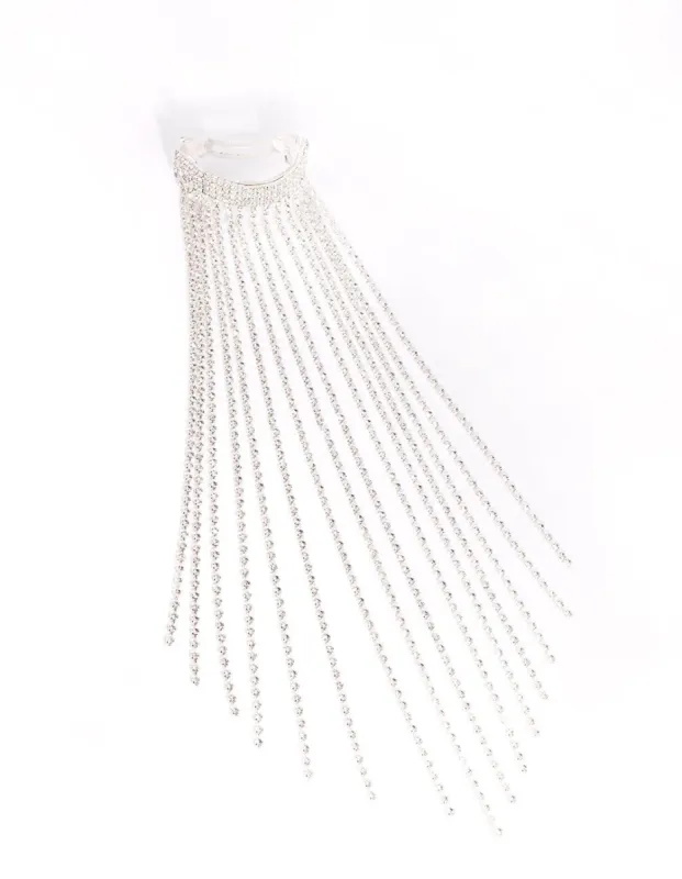 Silver Diamante Waterfall Ponytail Clip sold by lovisa