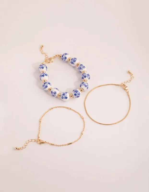 Gold Ceramic Bead Bracelet Pack sold by lovisa