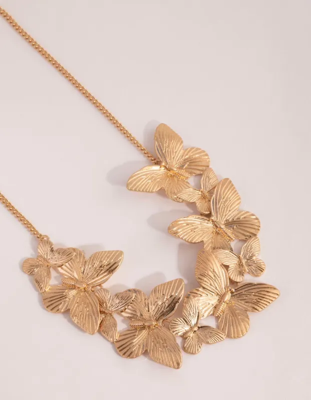 Washed Gold Butterfly Chain Necklace sold by lovisa