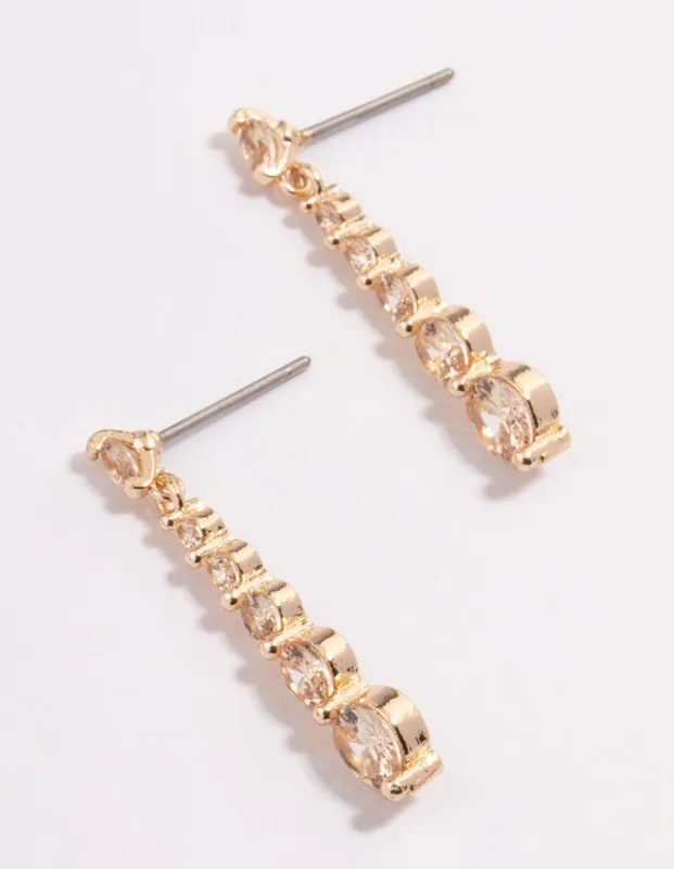 Gold Graduated Stone Drop Earrings sold by lovisa