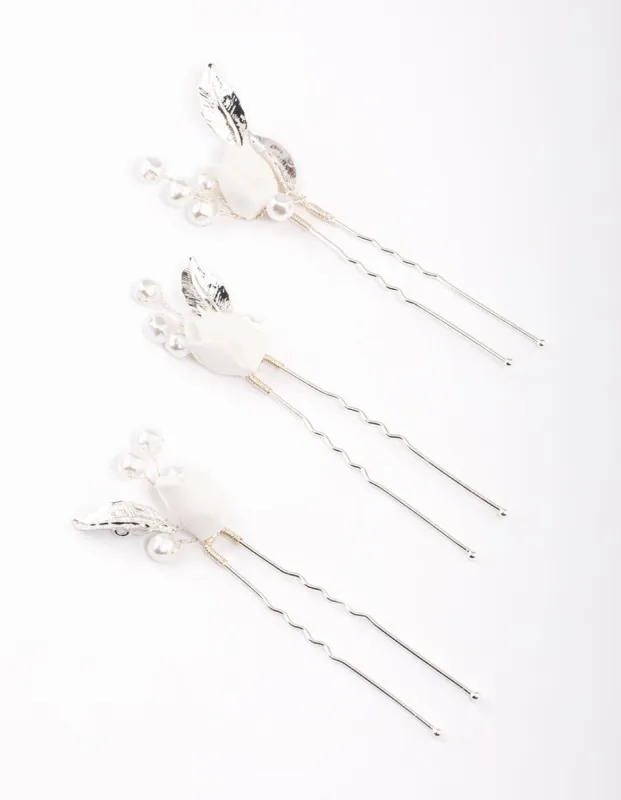 Silver Pearl Tulip Hair Pins Pack sold by lovisa
