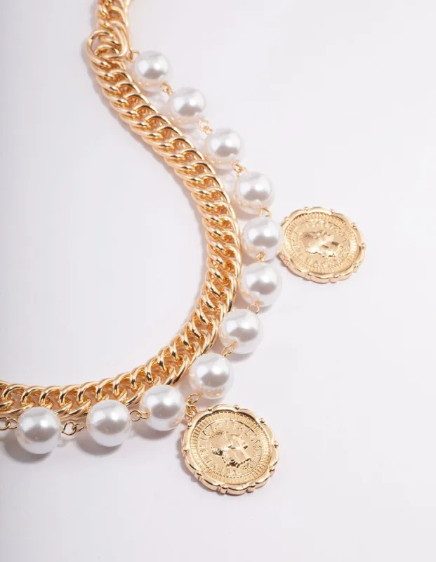 Gold Hinge Pearl Double Chain Belts sold by lovisa