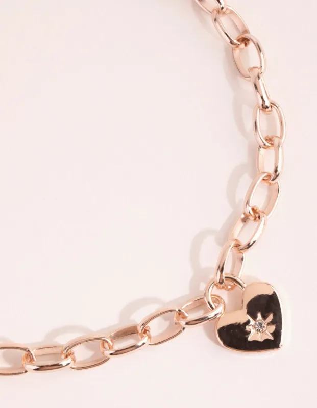 Rose Gold Chain & Heart Necklace sold by lovisa
