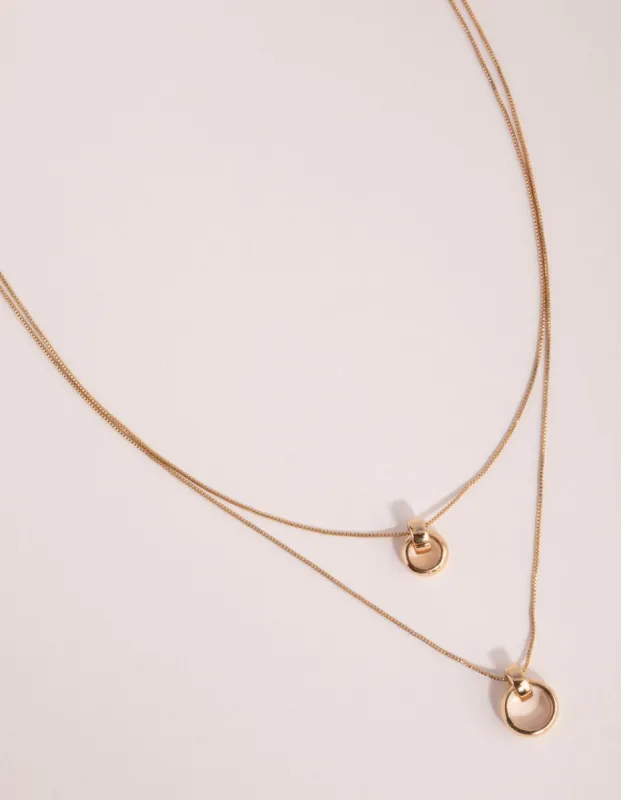 Gold Double Ring Necklace Pack sold by lovisa