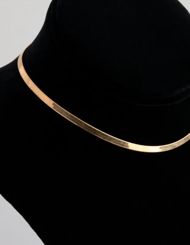 Gold Plated Sterling Silver Flat Snake Chain Necklace sold by lovisa