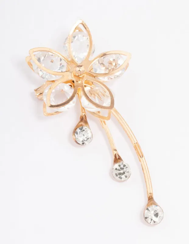 Gold Diamante Flower Brooch sold by lovisa