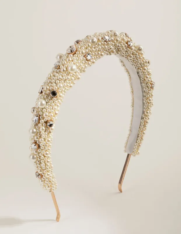 Statement Padded Pearl Alice Band sold by lovisa
