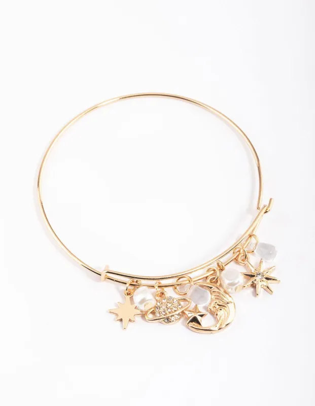 Gold Pearl & Celestial Bangle sold by lovisa