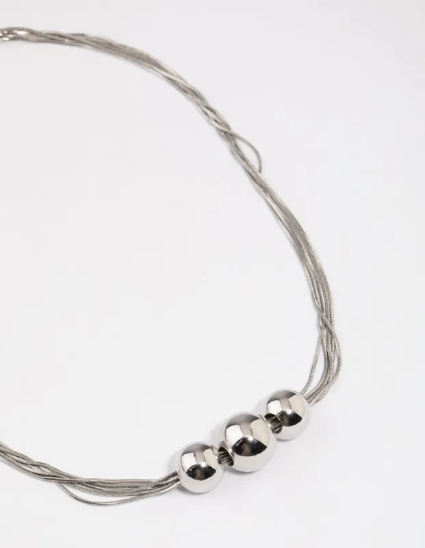 Rhodium Snake Chain Ball Necklace sold by lovisa