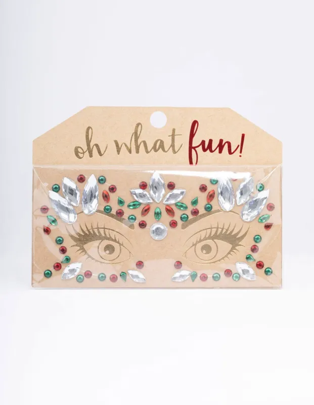 Green & Red Christmas Face Jewels sold by lovisa