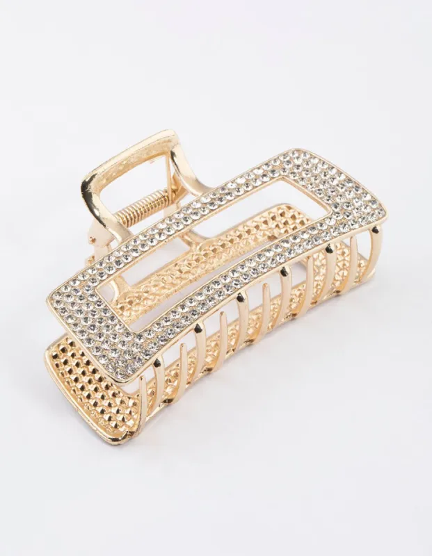 Gold Dazzling Rectangle Hair Claw Clip sold by lovisa