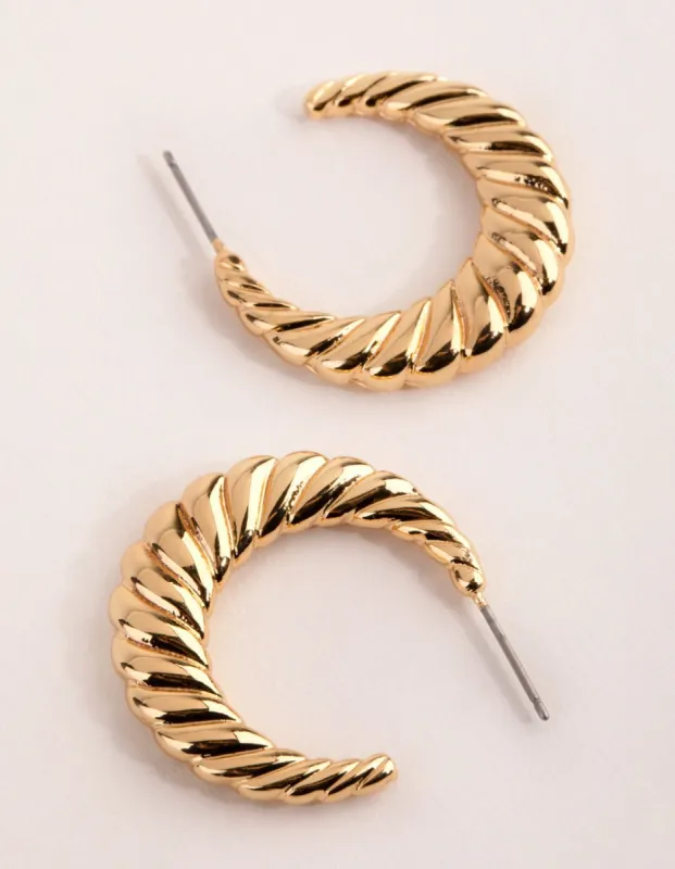 Gold Plated Medium Swirl Hoop Earrings sold by lovisa
