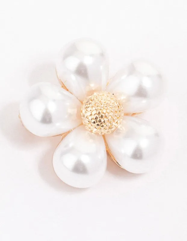 Gold Large Pearl Flower Brooch sold by lovisa