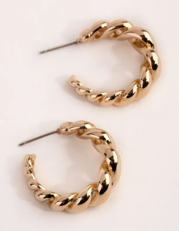 Gold Plated Gradual Swirl Hoop Earrings sold by lovisa
