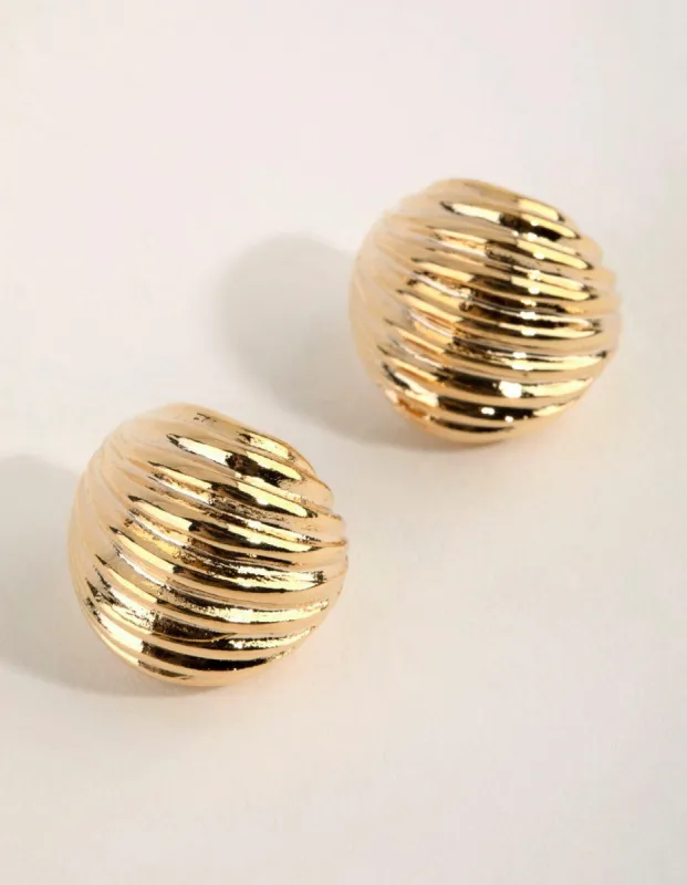 Gold Plated Front Swirl Curve Earrings sold by lovisa