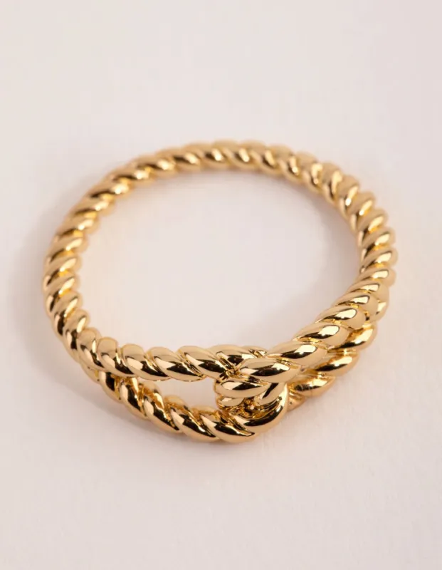 Gold Plated Twisted Knot Ring sold by lovisa