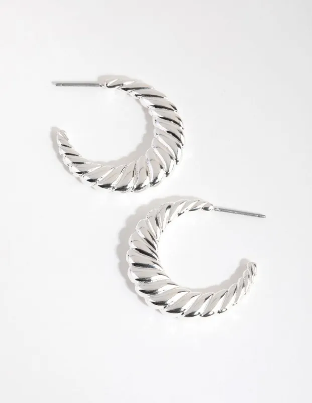 Silver Plated Medium Swirl Hoop Earrings sold by lovisa