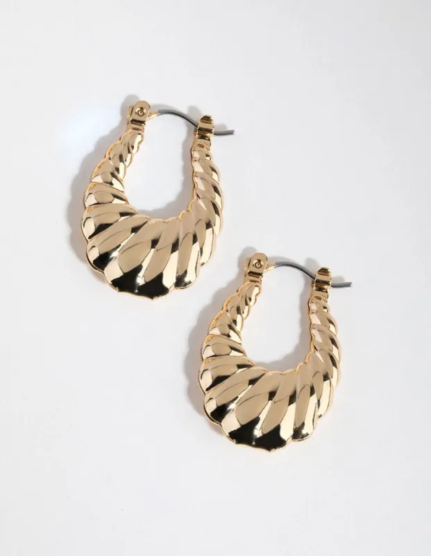 Gold Plated Medium Oval Swirl Earrings sold by lovisa