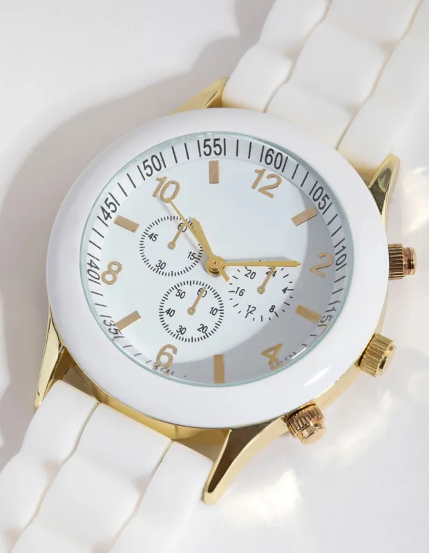 White Sport Silicon Strap Watch sold by lovisa