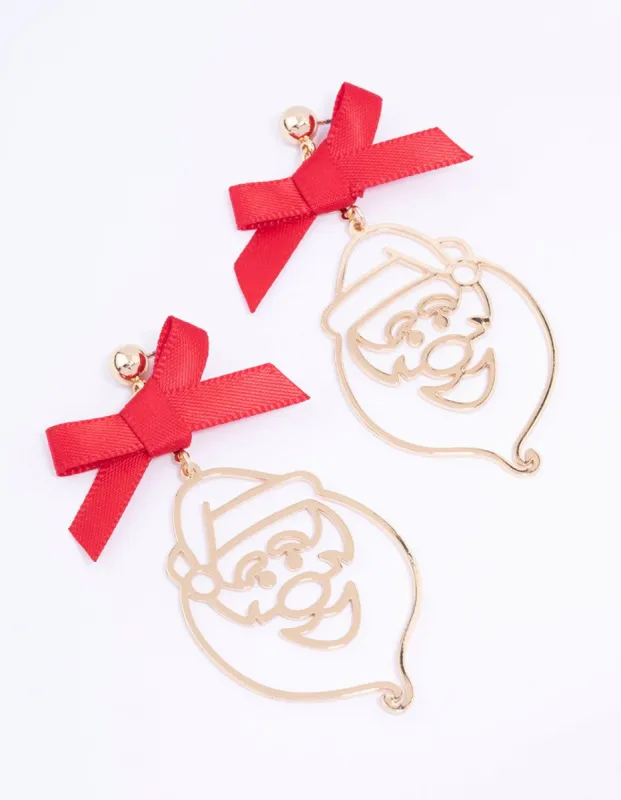 Christmas Santa & Bow Drop Earrings sold by lovisa