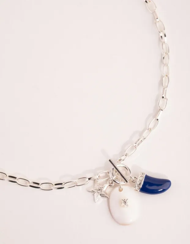Silver Charm Cluster Chain Necklace sold by lovisa
