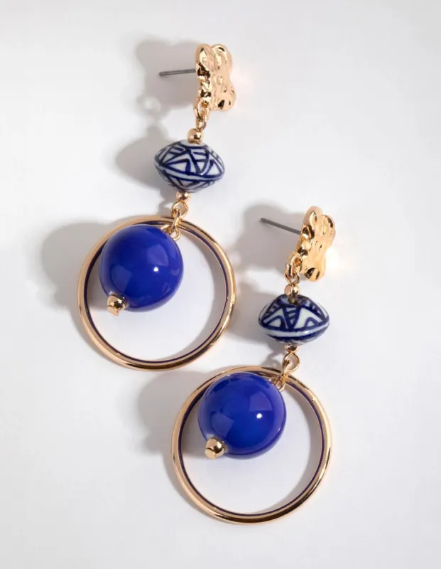 Gold Bead in Ring Drop Earrings sold by lovisa