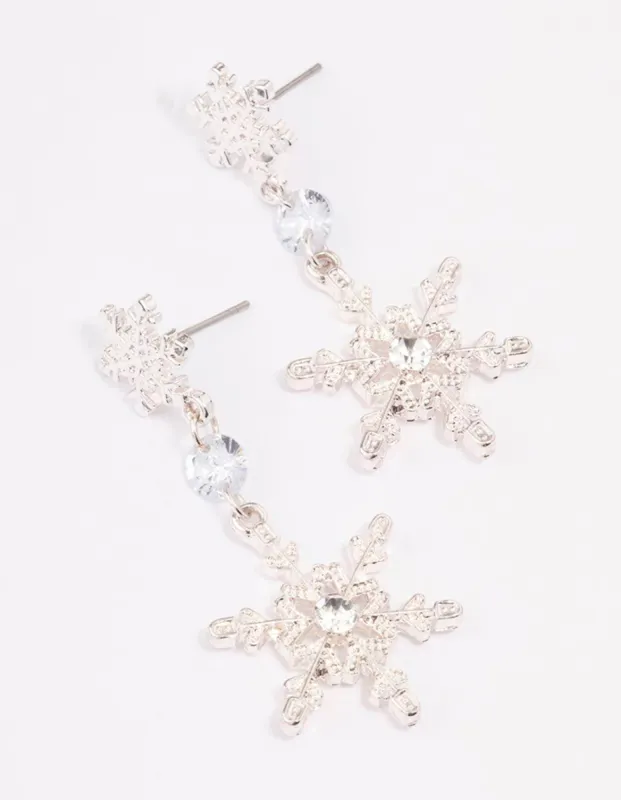Silver Diamante Snowflake Drop Earrings sold by lovisa