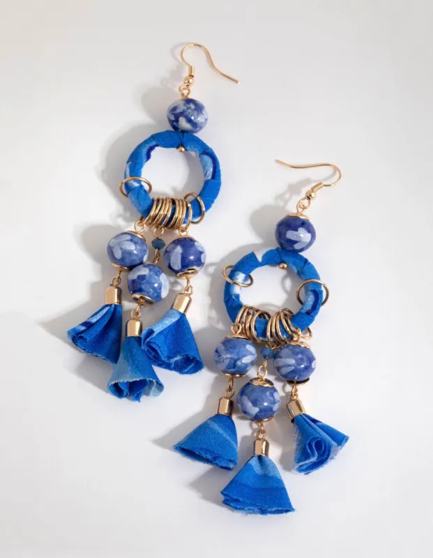 Fabric Wrapped Ball Gathered Earrings sold by lovisa