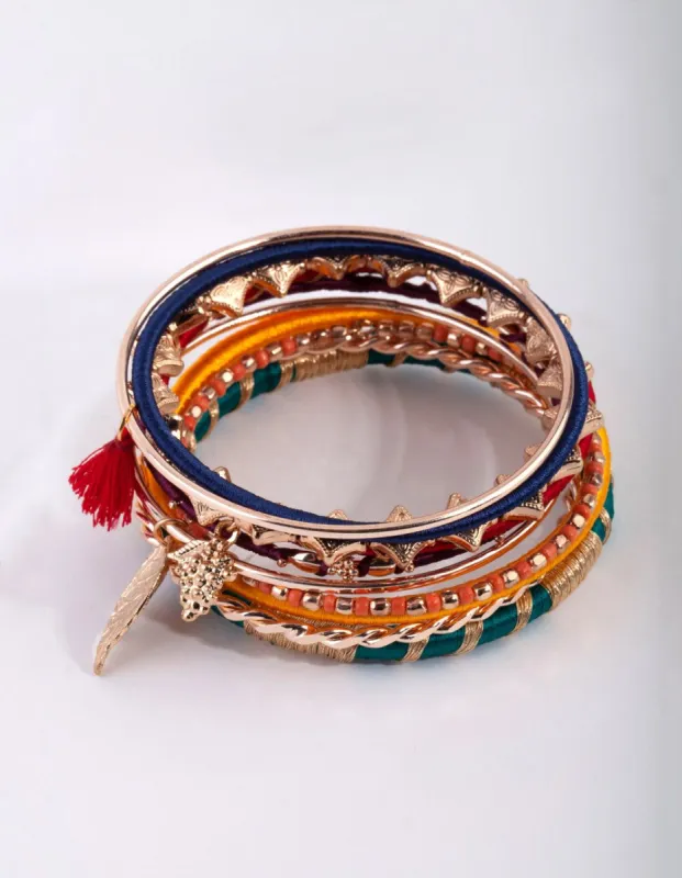 Gold Thread & Bead Bangle Pack sold by lovisa