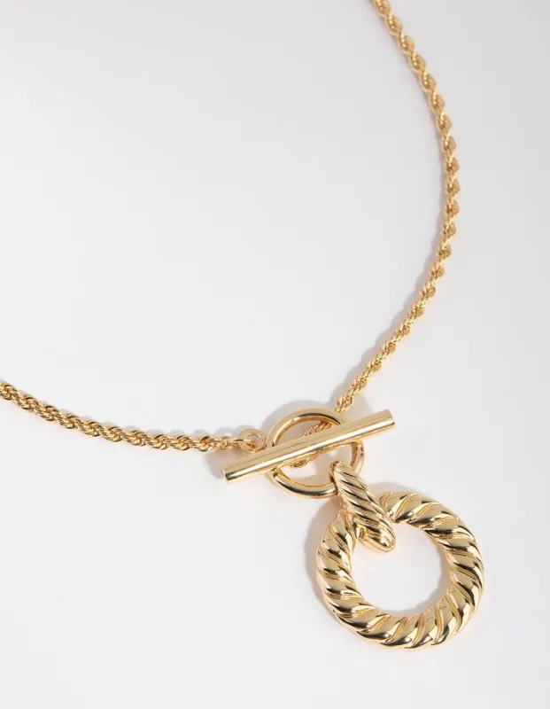 Gold Plated Twist Detail Fob Necklace sold by lovisa