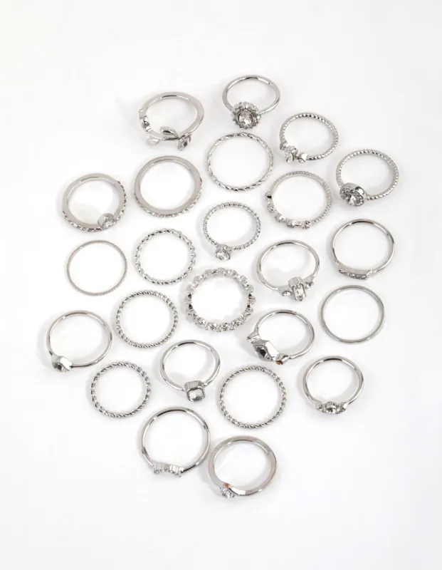 Rhodium Royal Diamante Ring 24-Pack sold by lovisa
